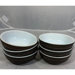 CorningWare Black Gold Stripe Bowls Set of 6 Cereal Soup Mid Century Style